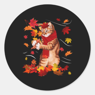 Ahornkatze Herbstmapel Hallo Fall Leaf Geschenk Fr Runder Aufkleber