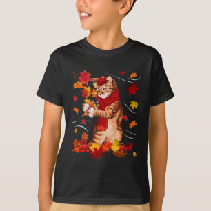 Ahornkatze Herbstmapel Hallo Fall Leaf Geschenk Fr T-Shirt