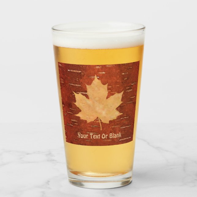 Ahornleaf auf der Birkenrinde Glas (Vorne (Gefüllt))