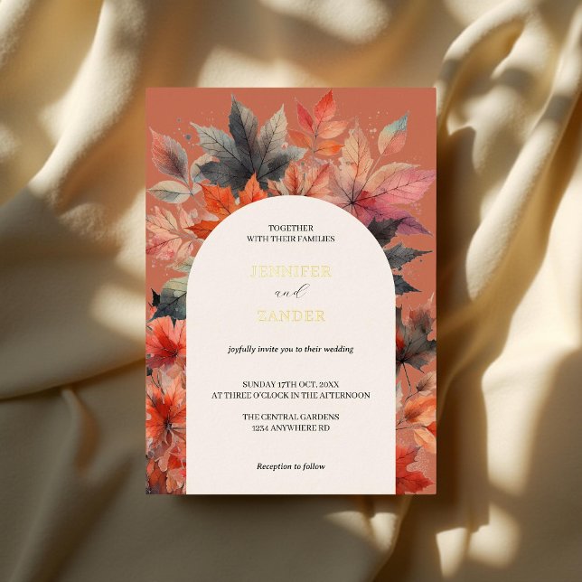 Ahornleaf Herbst Elegante Blume Folieneinladung (Von Creator hochgeladen)