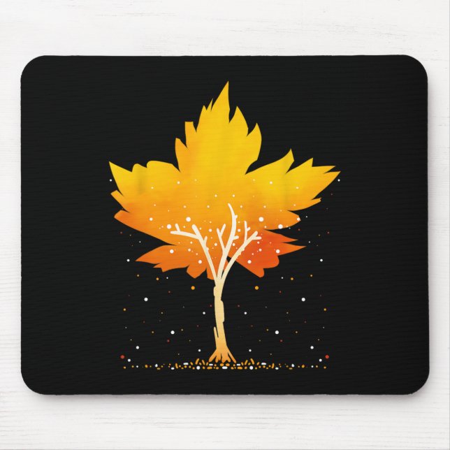 Ahornleaf Herbstbaum Orange Herbstlaube Saison Mousepad (Vorne)