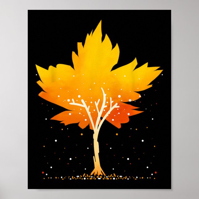 Ahornleaf Herbstbaum Orange Herbstlaube Saison Poster (Vorne)