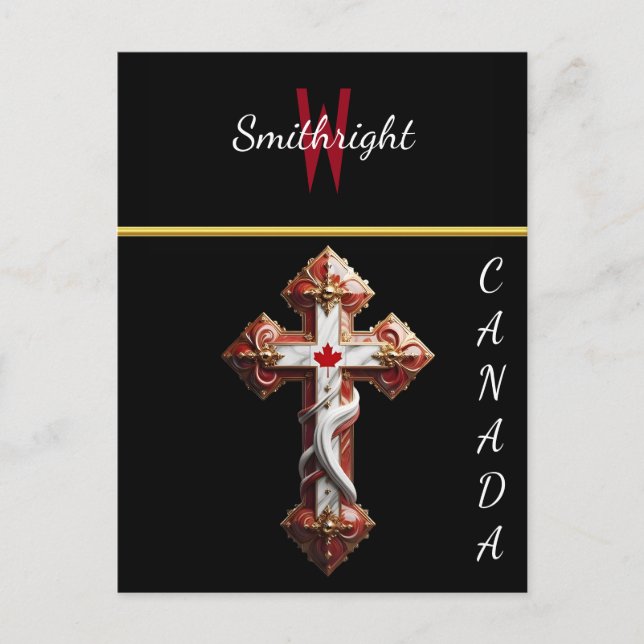 Ahornleaf mit Kreuz besetzt Postkarte (Vorderseite)