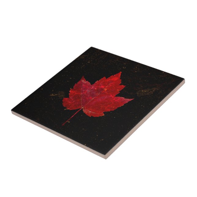 Ahornleaf Red Black Gold Country Fall Textur Fliese (Seite)
