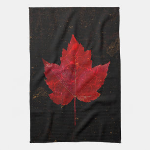 Ahornleaf Red Black Gold Country Fall Textur Geschirrtuch