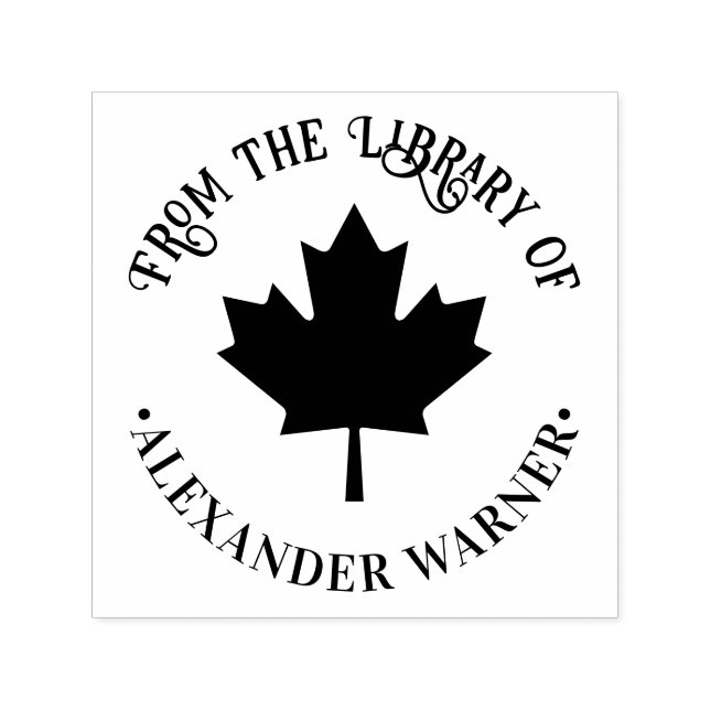 Ahornleaf Silhouette Round Library Name Permastempel (Design)