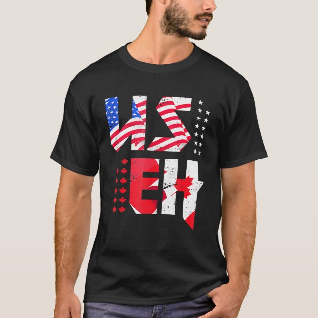 Ahornleaf US-Flagge Kanadischer amerikanischer Sto T-Shirt (Vorderseite)