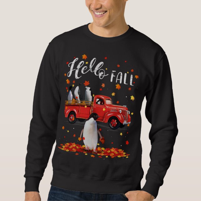 Ahornpinguine Leaf Herbst Roter LKW Sweatshirt (Vorderseite)