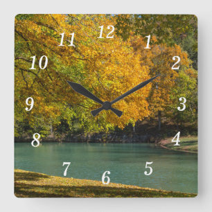 Ahornschirm über Dogwood-Bach-Uhr Quadratische Wanduhr