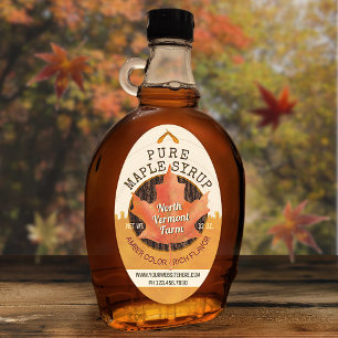 Ahornsirup Autumn Leaf Custom Business Jar Labels Ovaler Aufkleber