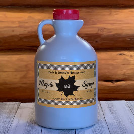 Ahornsirup Black Buffalo Karo Leaf Kraft Papier Rechteckiger Aufkleber