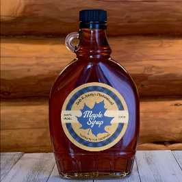 Ahornsirup Blue Leaf Buffalo Kariert Kraft Runder Aufkleber