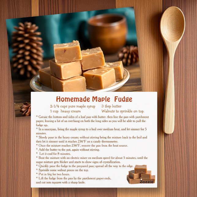 Ahornsirup-Fudge-Rezept Postkarte (Von Creator hochgeladen)