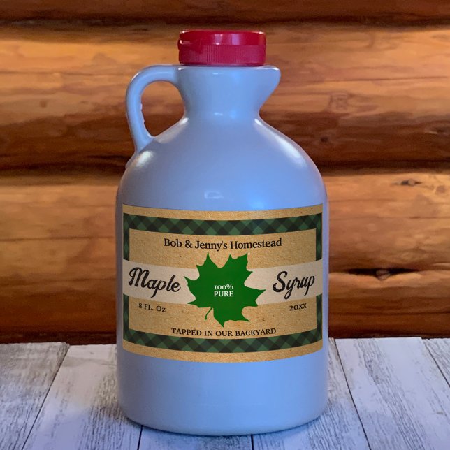 Ahornsirup Green Buffalo Karo Leaf Kraft Papier Rechteckiger Aufkleber (Von Creator hochgeladen)