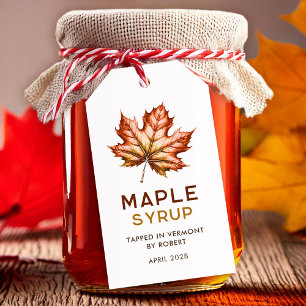 Ahornsirup-Rezept zum Selbermachen mit Blättern Geschenkanhänger