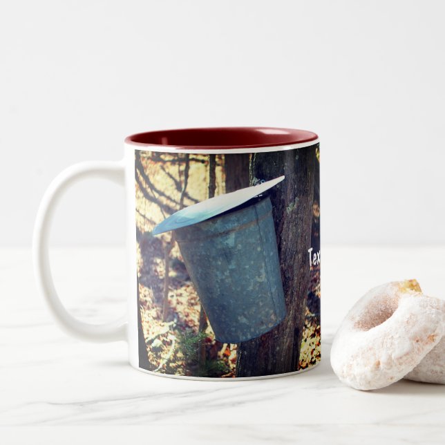 Ahornsirup Sap-Bucket Personalisiert Zweifarbige Tasse (Mit Donut)