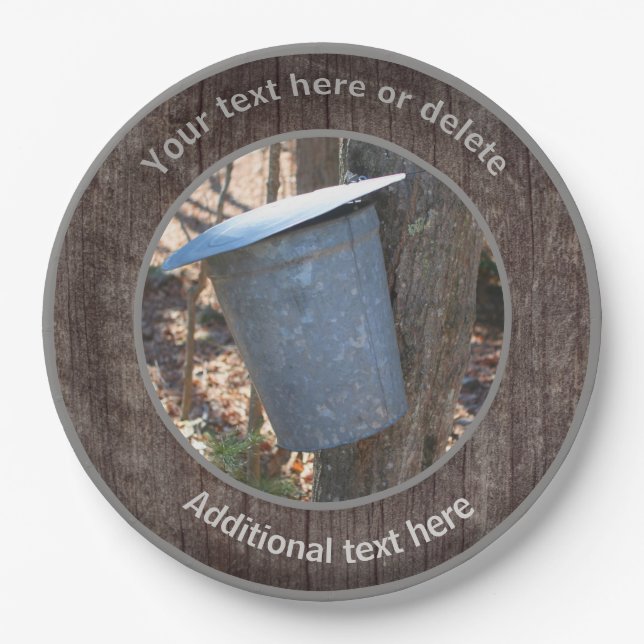 Ahornsirup Sap-Eimer Naturetikum Personalisiertes  Pappteller (Vorderseite)