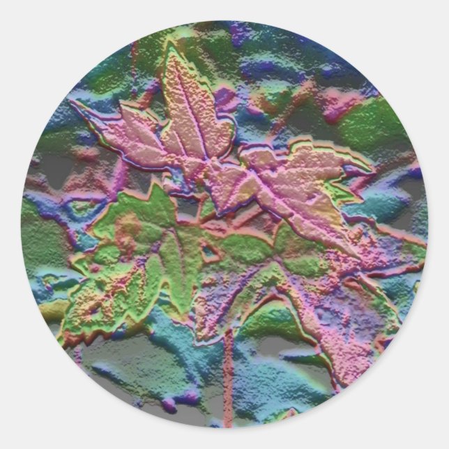 Ahornsprosse Runder Aufkleber (Vorderseite)