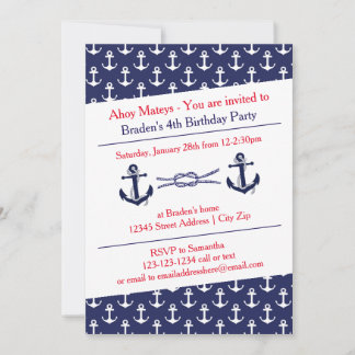 Ahoy Anchors Geburtstagsparty - Einladung