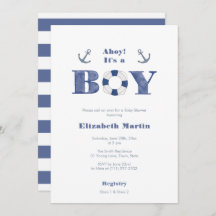 Ahoy! Baby-Dusche für Navy und White Nautical Boy