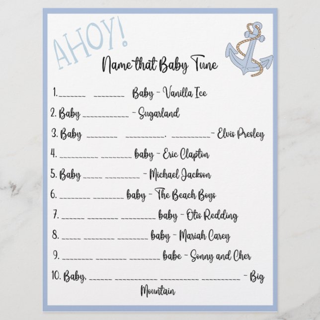 Ahoy Baby Shower Game Flyer (Vorne)