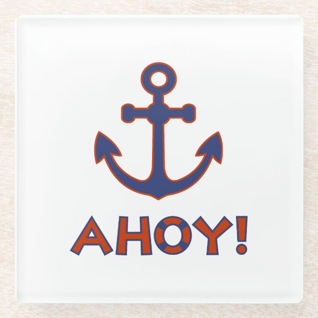 AHOY! Buoy + Ankerdesign Red+Blue Glasuntersetzer (Vorderseite)
