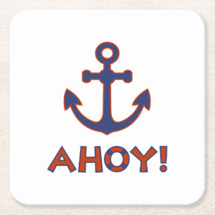 AHOY! Buoy + Ankerdesign Red+Blue Rechteckiger Pappuntersetzer