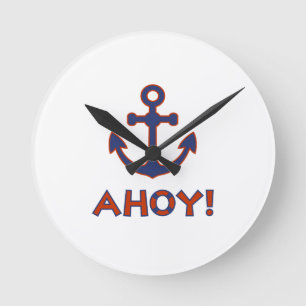 AHOY! Buoy + Ankerdesign Red+Blue Runde Wanduhr