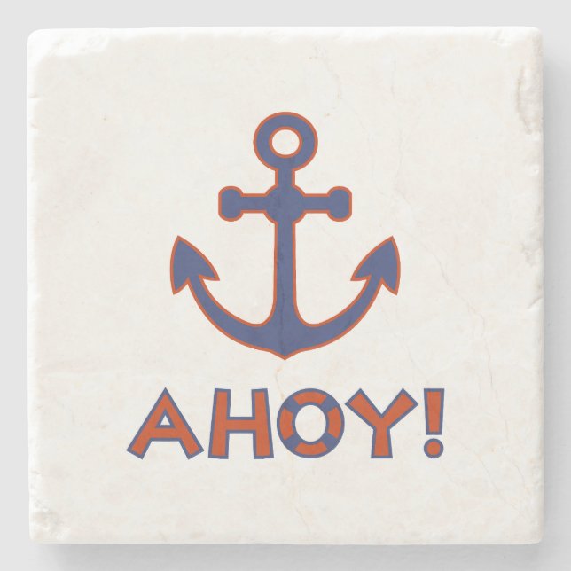AHOY! Buoy + Ankerdesign Red+Blue Steinuntersetzer (Vorderseite)