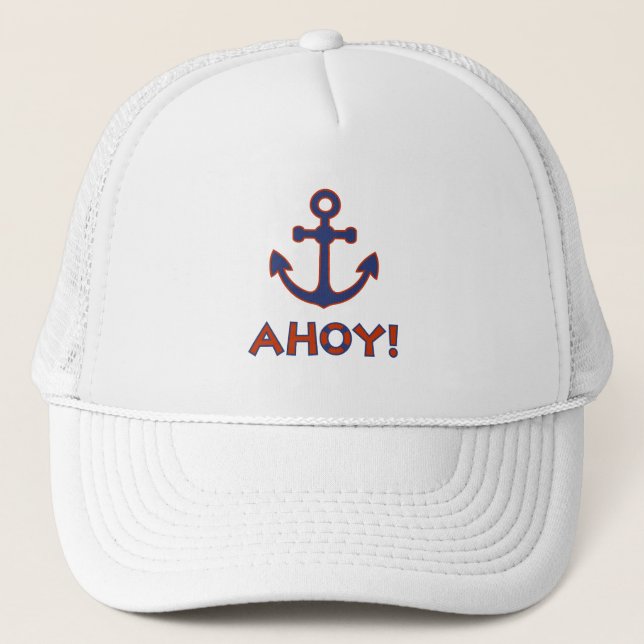 AHOY! Buoy + Ankerdesign Red+Blue Truckerkappe (Vorderseite)