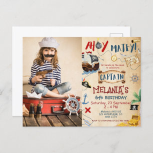 Ahoy Captain Treasure Pirate Kindergeburtstag Part Postkarte