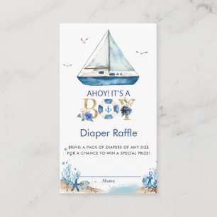 Ahoy, das ist ein Boy Diaper Raffle Begleitkarte