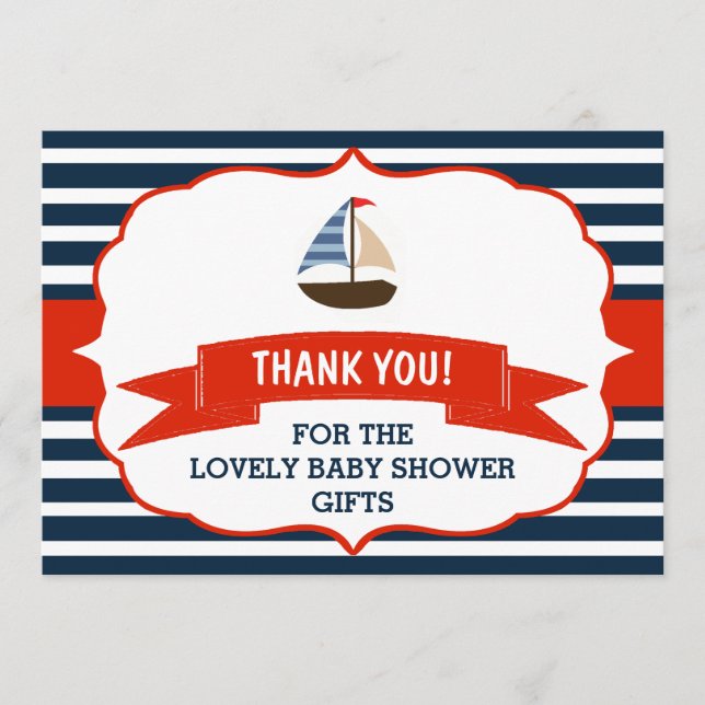 Ahoy! Das ist ein Junge! Babydusche für Nautical B Dankeskarte (Vorderseite)