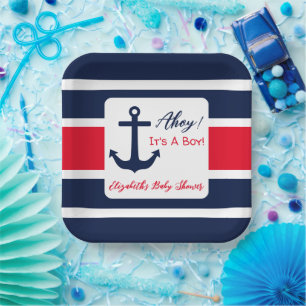 Ahoy! Das ist ein Junge! Kinderdusche Pappteller