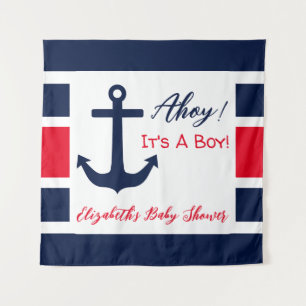 Ahoy! Das ist ein Junge! Kinderdusche Wandteppich