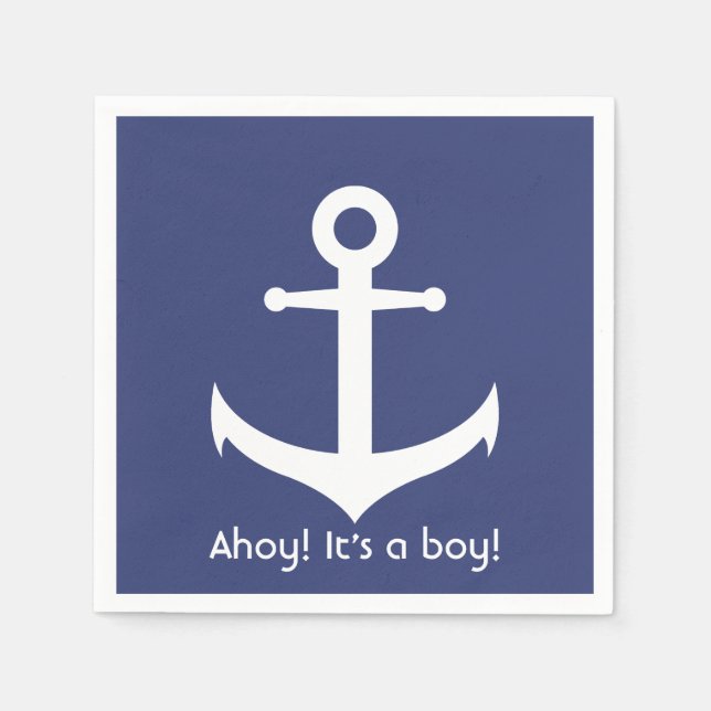 Ahoy! Das ist ein Junge! Nautical Baby Showdusche  Serviette (Vorderseite)