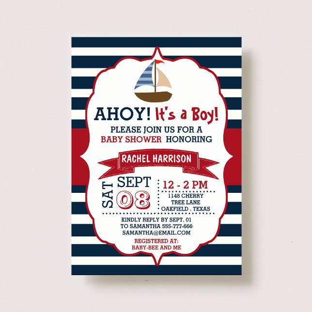 Ahoy! Das ist ein Junge! Nautical Boat Baby Showei Einladung (Von Creator hochgeladen)