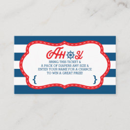 Ahoy Diaper Raffle Ticket, nautisch, blau, rot Begleitkarte