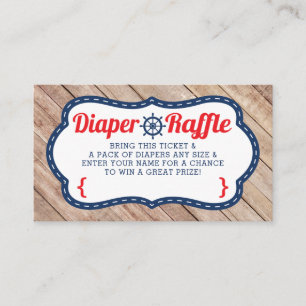 Ahoy Diaper Raffle Ticket, nautisch, blau, rot Begleitkarte