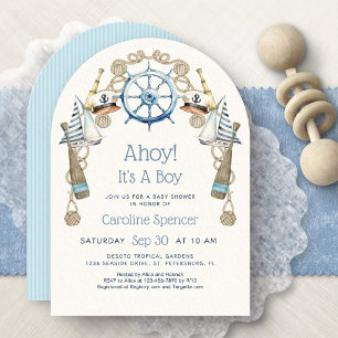Ahoy, ein Junge! Baby-Party-Arch Einladung