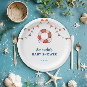 Ahoy, ein Junge, nautische Babyparty Pappteller