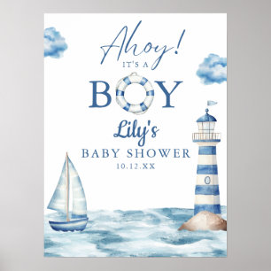 Ahoy, ein Junge! Willkommensschild zur Babyparty Poster