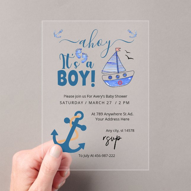 Ahoy Es ist ein Baby Anchor Nautical Baby Dusche B Acryleinladungen (Insitu (Handheld))