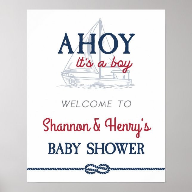 Ahoy Es ist ein Baby-Baby-Dusche Begrüßungszeichen Poster (Vorne)