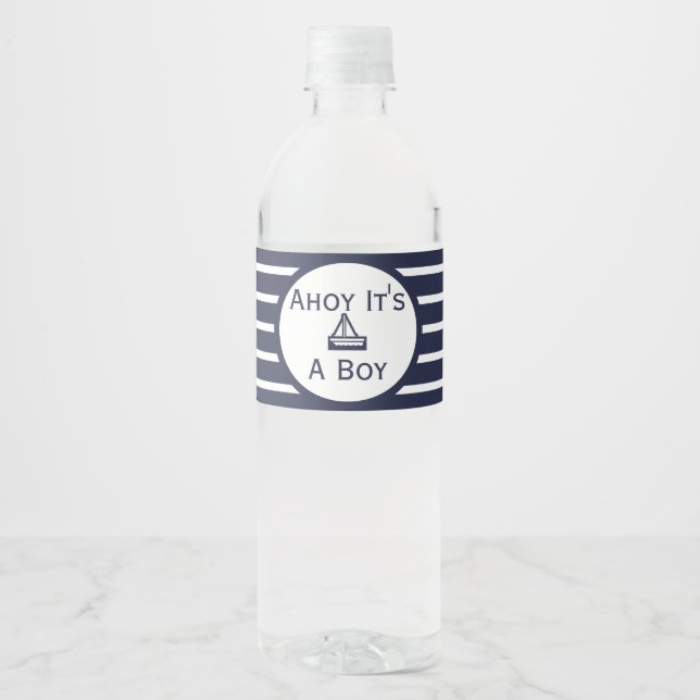 Ahoy Es ist ein Baby Dusche Wasser Flasche Etikett (Vorderseite)