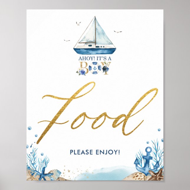 Ahoy Es ist ein Baby Nautical Baby Shower Food Sig Poster (Vorne)