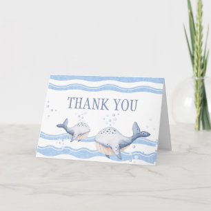 Ahoy, es ist ein Blauwal-Junge, Baby Shower Dankeskarte