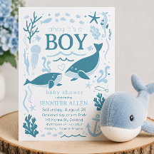 Ahoy, es ist ein Blauwal, nautische Babyparty