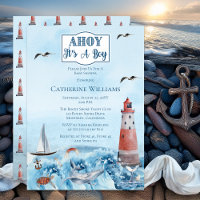 Ahoy Es ist ein Boy Lighthouse Ocean Baby Shower