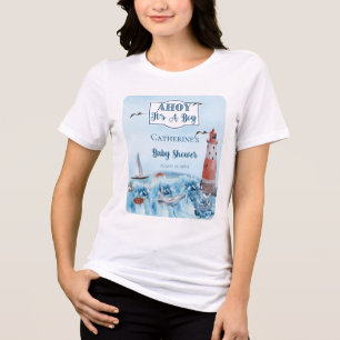 Ahoy Es ist ein Boy Lighthouse Ocean Baby Shower Tri-Blend Shirt